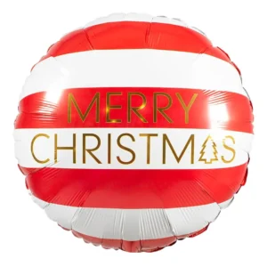Qualatex Red & White Striped Christmas 18" Circle Foil Balloon