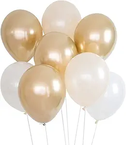 Illume Partyware Gold and White Balloon Bouquet - Pack of 8,
