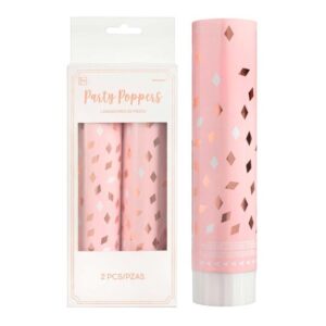 Blush Birthday Foil Confetti Popper 2 Pack Rose Gold, Pink & White