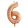 Small Rose Gold  Foil Balloon (Air Inflation Only)- Number 6