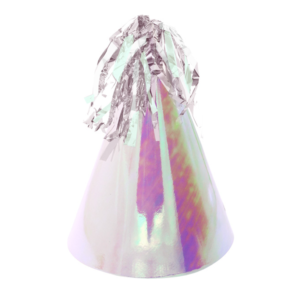 Party Hat with Paper Tassel  10pk Iridescent