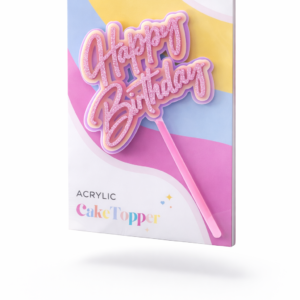Happy Birthday  - Acrylic Cake Topper Pink/Glitter