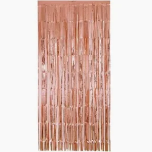 Metallic Rose Gold Tinsel Foil Fringe Curtain