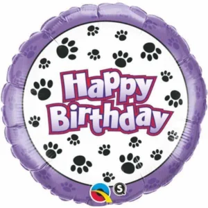 Happy Birthday Paw Print Foil Balloon 18 in