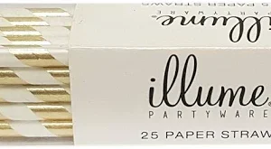 Gold Foil Stripe Paper Straws